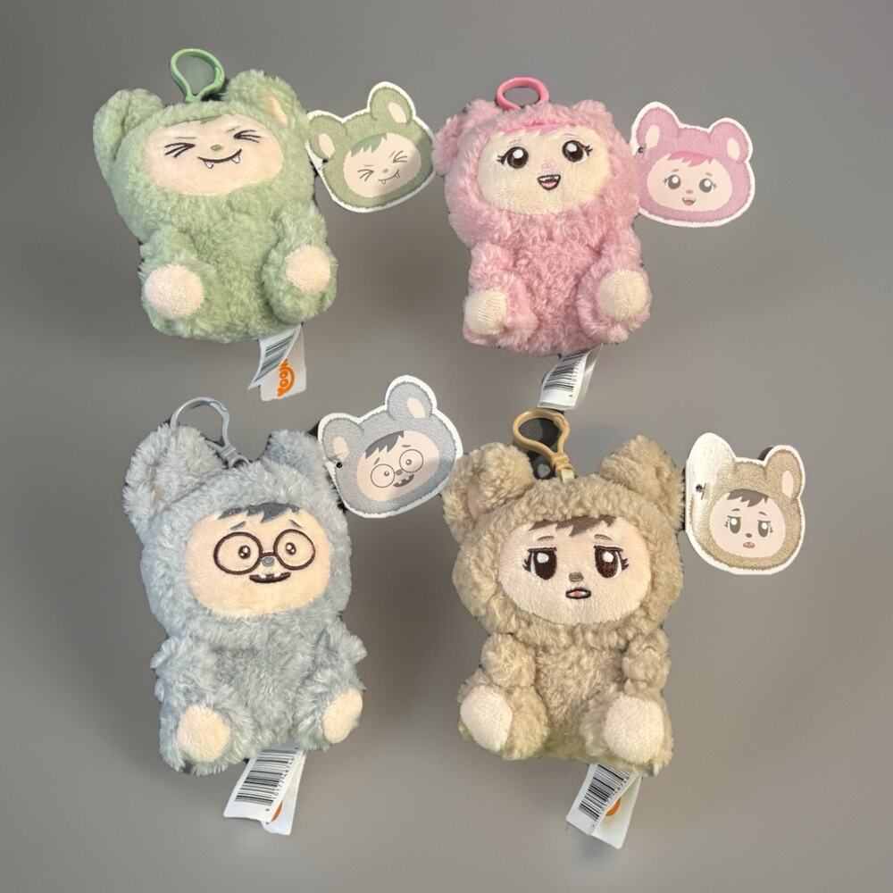 🔥LaBabies Fall Sherpa Collection Plush Monster Clip Complete Set of 4 BNWT🔥